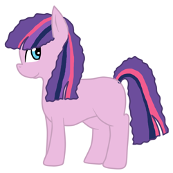 Size: 1000x1000 | Tagged: safe, artist:nnyfluff, oc, oc:starshine, earth pony, pony, blank flank, female, filly, magical lesbian spawn, offspring, parent:pinkie pie, parent:twilight sparkle, parents:twinkie, simple background, solo, white background