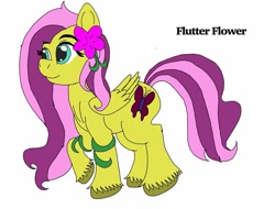 Size: 1025x780 | Tagged: safe, artist:wolfspiritclan, oc, oc:flutter flower, pegasus, female, flower, flower in hair, mare, next generation, offspring, parent:big macintosh, parent:fluttershy, parents:fluttermac, simple background, solo, unshorn fetlocks, white background