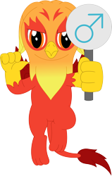 Size: 2264x3568 | Tagged: safe, artist:porygon2z, oc, oc only, oc:heatwave, griffon, fledgeling, male, male symbol, simple background, solo, transparent background