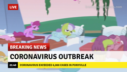 Size: 1280x720 | Tagged: safe, edit, edited screencap, screencap, pony, applebuck season, break your own news, breaking news, coronavirus, covid-19