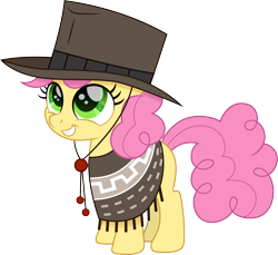 Size: 1639x1500 | Tagged: safe, artist:cloudyglow, li'l cheese, earth pony, pony, the last problem, clothes, cloudyglow is trying to murder us, colt, cute, hat, li'l cuteese, male, movie accurate, simple background, smiling, solo, transparent background, weapons-grade cute, wild west