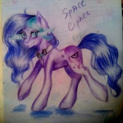 Size: 582x582 | Tagged: safe, artist:enjal, oc, oc:space, earth pony, bow ties, earth pony oc, solo, traditional art