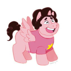 Size: 1800x1800 | Tagged: safe, artist:alexyorim, alicorn, pony, comparison, draw this again, ponified, redraw, smiling, solo, steven universe