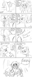 Size: 500x1200 | Tagged: safe, artist:askponybrandenburg, earth pony, pegasus, pony, unicorn, brandenburg, comic, dialogue, female, lineart, mare, monochrome, ponified, prussia