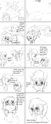 Size: 500x1200 | Tagged: safe, artist:askponybrandenburg, pegasus, pony, blushing, brandenburg, dialogue, female, lineart, mare, monochrome, ponified