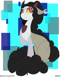 Size: 996x1260 | Tagged: safe, artist:jackie-sheepwitch, oc, oc only, draconequus, hybrid, pony, abstract background, draconequus hybrid, draconequus oc, interspecies offspring, next generation, offspring, offspring's offspring, parent:oc:disarray, parent:oc:scarlet aurora, parents:oc x oc, sitting, solo