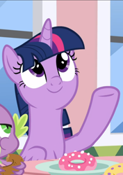 Size: 612x865 | Tagged: safe, derpibooru import, screencap, twilight sparkle, twilight sparkle (alicorn), alicorn, the ending of the end, cropped, cute, looking up, offscreen character, smiling, solo, twiabetes