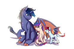 Size: 3000x2000 | Tagged: safe, artist:shamy-crist, oc, oc only, oc:marshall, dracony, dragon, hybrid, pony, female, high res, male, simple background, white background