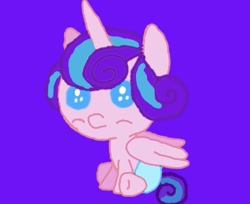 Size: 851x694 | Tagged: safe, artist:whistle blossom, princess flurry heart, alicorn, pony, adorable face, autodesk sketchbook, baby, baby pony, cute, diaper, digital art, female, filly, flurrybetes, foal, purple background, simple background, sitting, whistle blossom is trying to murder us