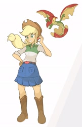 Size: 1324x2048 | Tagged: safe, artist:noupu, applejack, equestria girls, crossover, flapple, pokémon