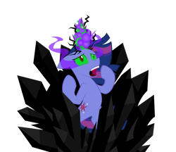 Size: 2635x2275 | Tagged: safe, artist:omegasunburst, derpibooru import, twilight sparkle, unicorn twilight, pony, unicorn, bipedal, crystal, dark crystal, dark magic, magic, simple background, solo, sombra eyes, transparent background