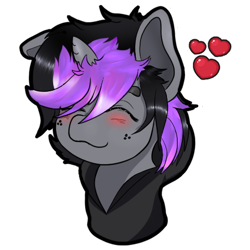 Size: 512x512 | Tagged: safe, artist:mythos art, oc, oc only, oc:purple flame, chibi, clothes, commission, digital art, emoji, emote, emotes, heart, hoodie, male, simple background, solo, stallion, sticker, telegram sticker, transparent background