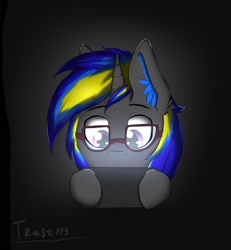 Size: 1600x1728 | Tagged: safe, artist:trast113, oc, oc only, oc:rapid shadow, unicorn, bust, ear fluff, glasses, hooves, male, phone, portrait, solo, stallion