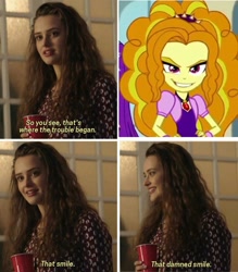 Size: 875x1000 | Tagged: safe, edit, edited screencap, screencap, adagio dazzle, aria blaze, equestria girls, rainbow rocks, 13 reasons why, cropped, evil grin, grin, hand on hip, meme, smiling, smirk