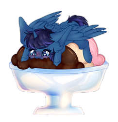 Size: 1934x1987 | Tagged: safe, artist:honeybbear, oc, oc only, alicorn, pony, blushing, chibi, cute, ear fluff, eating, female, food, heart eyes, ice cream, mare, neopolitan, ocbetes, simple background, solo, transparent background, wingding eyes