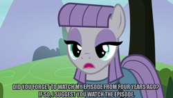 Size: 1280x720 | Tagged: safe, edit, edited screencap, editor:jaredking203, screencap, maud pie, earth pony, pony, the gift of the maud pie, the maud couple, caption, female, image macro, mare, meme, text