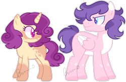 Size: 2008x1312 | Tagged: safe, artist:kurosawakuro, oc, oc only, pegasus, pony, unicorn, base used, colored pupils, female, magical lesbian spawn, male, mare, offspring, parent:cookie crumbles, parent:posey shy, simple background, stallion, transparent background, two toned wings, wings