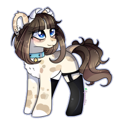 Size: 827x846 | Tagged: safe, artist:2pandita, oc, cow, cow pony, clothes, female, pale belly, simple background, socks, solo, transparent background