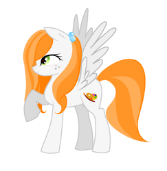 Size: 1168x1204 | Tagged: safe, artist:agdistis, oc, oc only, oc:ginger peach, pegasus, /mlp/, drawthread, green eyes, orange hair, pegasus oc, simple background, solo, wings