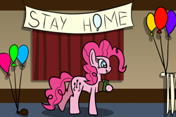 Size: 2048x1365 | Tagged: safe, artist:platinumdrop, derpibooru import, pinkie pie, earth pony, pony, party, solo, stay at home