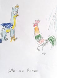 Size: 1280x1735 | Tagged: safe, artist:horsesplease, gallus, bird, rooster, derp, doodle, gallus the rooster, jungle fowl, traditional art