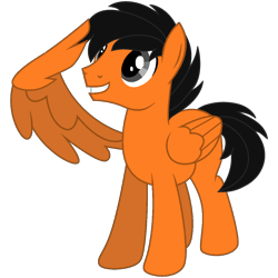 Size: 2160x2160 | Tagged: safe, artist:brightheartmlp, oc, oc only, oc:power drift, pegasus, base used, looking up, male, simple background, smiling, solo, stallion, transparent background, wing salute