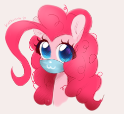 Size: 2037x1864 | Tagged: safe, alternate version, artist:kaikururu, derpibooru import, pinkie pie, earth pony, pony, :3, bust, coronavirus, covid-19, digital art, face mask, female, looking at you, mare, portrait, simple background, solo, white background