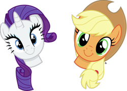 Size: 2418x1742 | Tagged: safe, artist:anime-equestria, derpibooru import, applejack, rarity, earth pony, pony, unicorn, applejack's hat, cowboy hat, cute, hat, horn, icon, jackabetes, looking at you, ponytail, raribetes, simple background, smiling, transparent background, vector