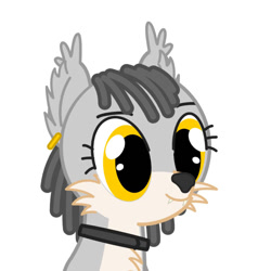 Size: 960x960 | Tagged: safe, artist:electedpony, artist:electrum18, hybrid, pony, collar, dreadlocks, eyelashes, golden eyes, looking at something, piercing, solo, the fluffies, vector, website