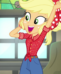 Size: 880x1080 | Tagged: safe, screencap, applejack, better together, equestria girls, rollercoaster of friendship, cropped, cute, female, jackabetes, solo