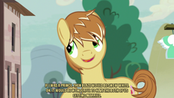 Size: 1280x720 | Tagged: safe, edit, edited screencap, editor:jaredking203, screencap, feather bangs, earth pony, pony, hard to say anything, caption, image macro, male, meme, stallion, text