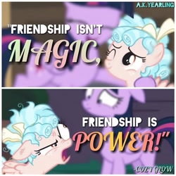 Size: 640x640 | Tagged: safe, derpibooru import, edit, edited screencap, screencap, cozy glow, twilight sparkle, twilight sparkle (alicorn), alicorn, pegasus, pony, school raze, female, filly, friendship is power, mare