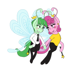 Size: 1532x1440 | Tagged: safe, artist:midnightfire1222, breezie, breeziefied, cosmo, couple, fairly odd parents, ponified, simple background, species swap, transparent background, wanda