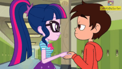 Size: 1920x1080 | Tagged: safe, artist:conikiblasu-fan, derpibooru import, sci-twi, twilight sparkle, equestria girls, animated, crossover, crossover shipping, female, glasses, kissing, male, marco diaz, ponytail, shipping, star vs the forces of evil