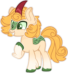 Size: 926x990 | Tagged: safe, artist:kurosawakuro, oc, hybrid, base used, interspecies offspring, kirin pony hybrid, magical lesbian spawn, male, offspring, parent:applejack, parent:autumn blaze, parents:autumnjack, simple background, solo, transparent background