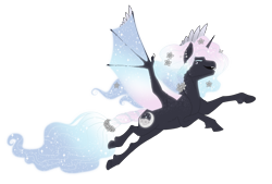 Size: 3700x2500 | Tagged: safe, artist:jackiebloom, oc, oc:morfeo, alicorn, bat pony, bat pony alicorn, bat wings, ethereal mane, horn, male, simple background, solo, transparent background, wings