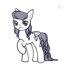 Size: 657x599 | Tagged: safe, artist:nimaru, oc, oc:winter willow, pegasus, pony, female, mare, monochrome, solo, style emulation