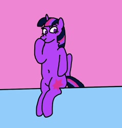 Size: 664x694 | Tagged: safe, artist:whistle blossom, derpibooru import, twilight sparkle, twilight sparkle (alicorn), alicorn, semi-anthro, autodesk sketchbook, belly button, cute, digital art, female, hoof over mouth, looking at you, mare, sitting, smiling, smiling at you, solo, twiabetes