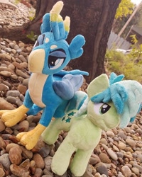 Size: 768x960 | Tagged: safe, artist:g-elric, gallus, sandbar, griffon, pony, duo, irl, photo, plushie