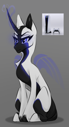 Size: 1660x3020 | Tagged: safe, artist:rico_chan, alicorn, pony, black and white, blue, grayscale, monochrome, playstation, playstation 5, ponified, ps5