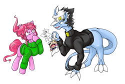 Size: 1561x1052 | Tagged: safe, artist:thurder2020, human, pony, jojo's bizarre adventure, jotaro kujo, noriaki kakyoin, ponified, shipping