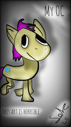 Size: 540x960 | Tagged: safe, artist:felzin, oc, oc:felzin, earth pony, bad attempt, beginner artist, signature, text, yellow pony