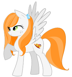 Size: 986x1058 | Tagged: safe, artist:agdistis, oc, oc only, oc:ginger peach, pegasus, /mlp/, drawthread, green eyes, orange hair, pegasus oc, simple background, solo, transparent background, wings
