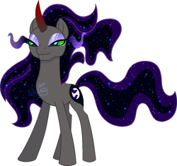 Size: 1296x1217 | Tagged: safe, artist:katsuforov-chan, artist:shiiazu, oc, oc only, oc:somber moon, pony, unicorn, female, mare, offspring, parent:king sombra, parent:nightmare moon, parents:sombramoon, simple background, solo, sombra eyes, transparent background