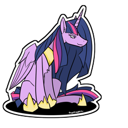 Size: 1000x1000 | Tagged: safe, alternate version, artist:thattagen, derpibooru import, princess twilight 2.0, twilight sparkle, twilight sparkle (alicorn), alicorn, the last problem, long hair, simple background, smug, solo, sticker, transparent background