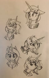 Size: 2230x3575 | Tagged: safe, artist:willoillo, oc, oc only, oc:lavender hex, pony, unicorn, cup, female, mare, monochrome, sketch, solo, traditional art