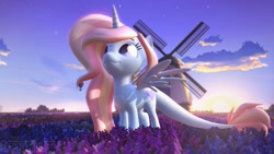 Size: 1600x900 | Tagged: safe, artist:regendary, oc, alicorn, pony, 3d, female, mare, solo, windmill