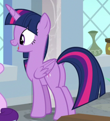 Size: 422x463 | Tagged: safe, derpibooru import, screencap, twilight sparkle, twilight sparkle (alicorn), alicorn, a horse shoe-in, butt, cropped, plot