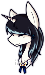 Size: 161x269 | Tagged: safe, artist:14th-crown, oc, pony, unicorn, bust, eyes closed, horn, simple background, smiling, solo, transparent background, unicorn oc