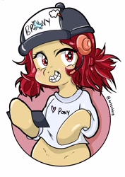 Size: 2923x4133 | Tagged: safe, oc, oc:conpone, earth pony, pony, /mlp/, /mlp/ con, 4chan, clothes, hat, shirt, solo, tablet